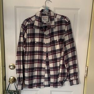 American Eagle Outfitters Men's Checkered Shirt - Burgundy and White